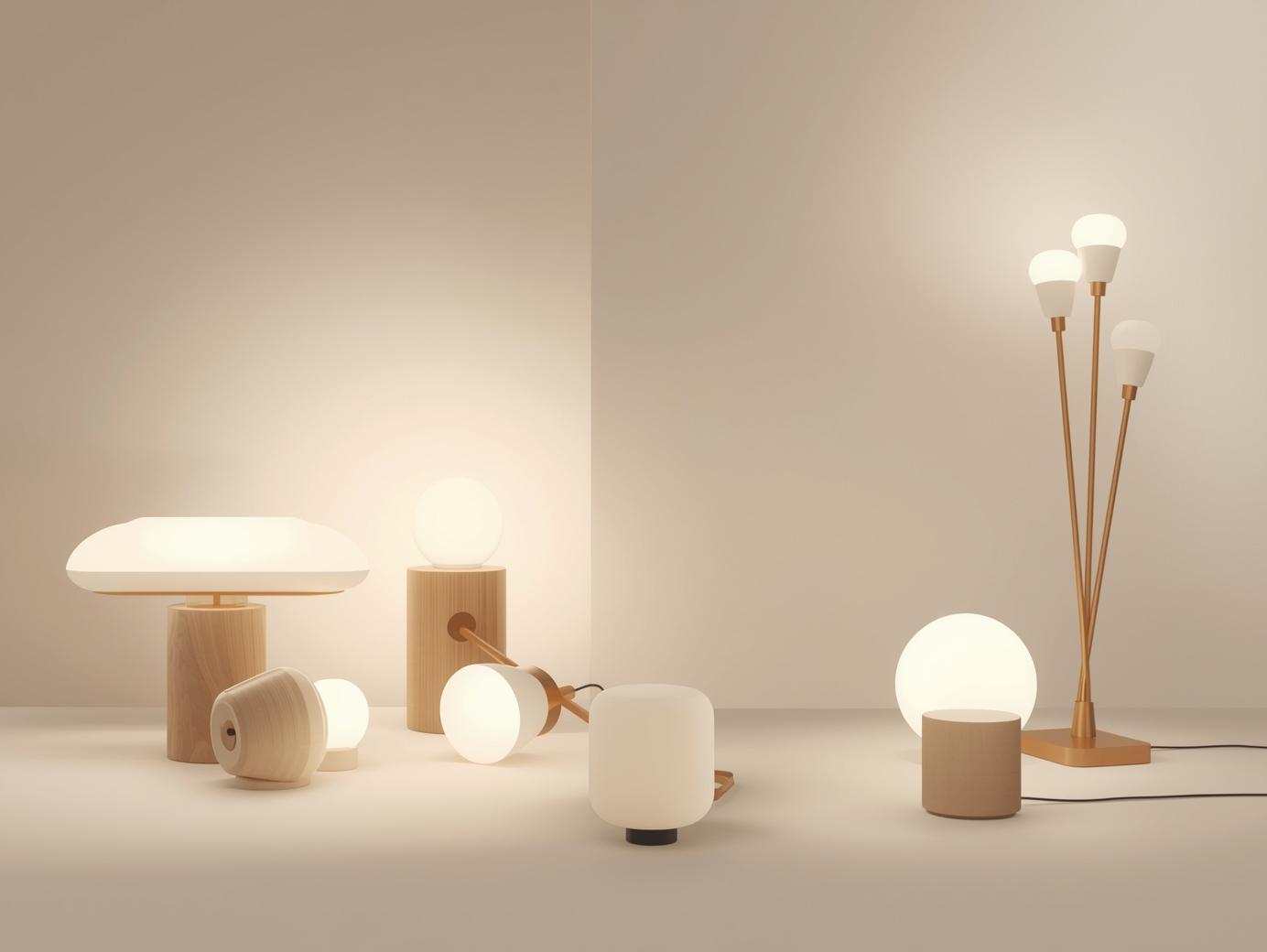 Minimalist chairs with a round table and vase in a soft beige room